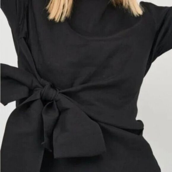 ZARA Boat Neck Tie Waist Modern Neutral Blouse Sz M - Picture 3 of 15